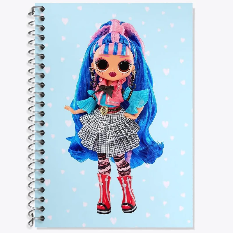 دفتر زبان 50 برگ خندالو مدل سه خط طرح عروسک LOL کد 30624