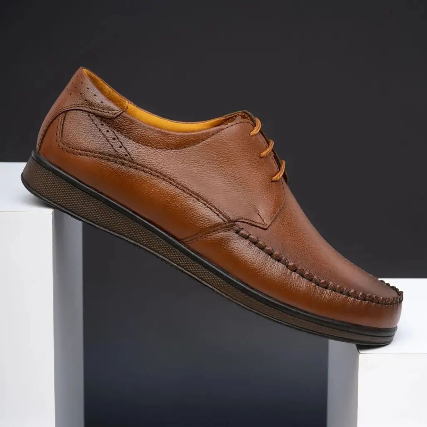 کفش روزمره مردانه مدل چرم طبیعی کد 00216 رنگ عسلی -  - 2