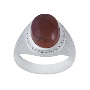 انگشتر نقره مردانه مدل عقیق زکاب سیلندری کد AM_079