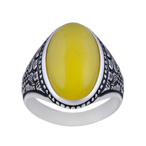 انگشتر نقره مردانه مدل سنگ عقیق شرف الشمس اصل رکاب سیلندری مقاوم کد AM_036