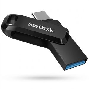 فلش مموری سن دیسک Ultra Dual Drive Go ظرفیت 256 گیگابایت با دو رابط USB Type-C و USB Type-A، طراحی چرخشی، سرعت خواندن 150 مگابایت بر ثانیه، سازگار با کامپیوتر، لپتاپ، تبلت و گوشی موبایل
