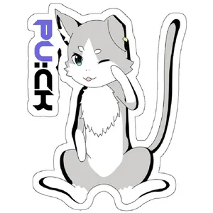 استیکر لپ تاپ مدل Re Zero Puck Cute Chibi Cat Tiger Smile
