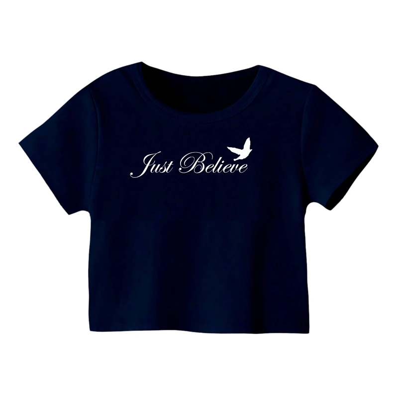 کراپ‌ تی‌شرت آستین کوتاه زنانه مدل باور کد ۲