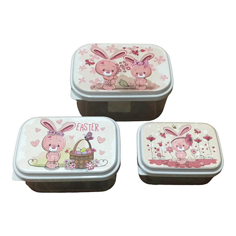 ظرف غذای کودک طرح خرگوش کد w3 مجموعه 3 عددی