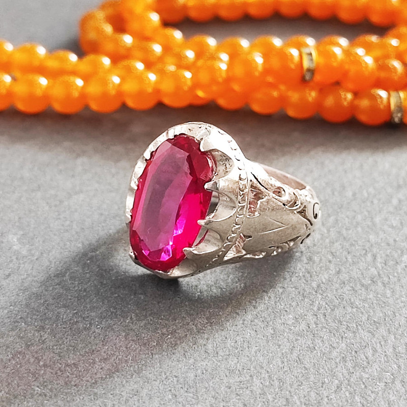 انگشتر نقره مردانه مدل یاقوت آلمانی MG5016