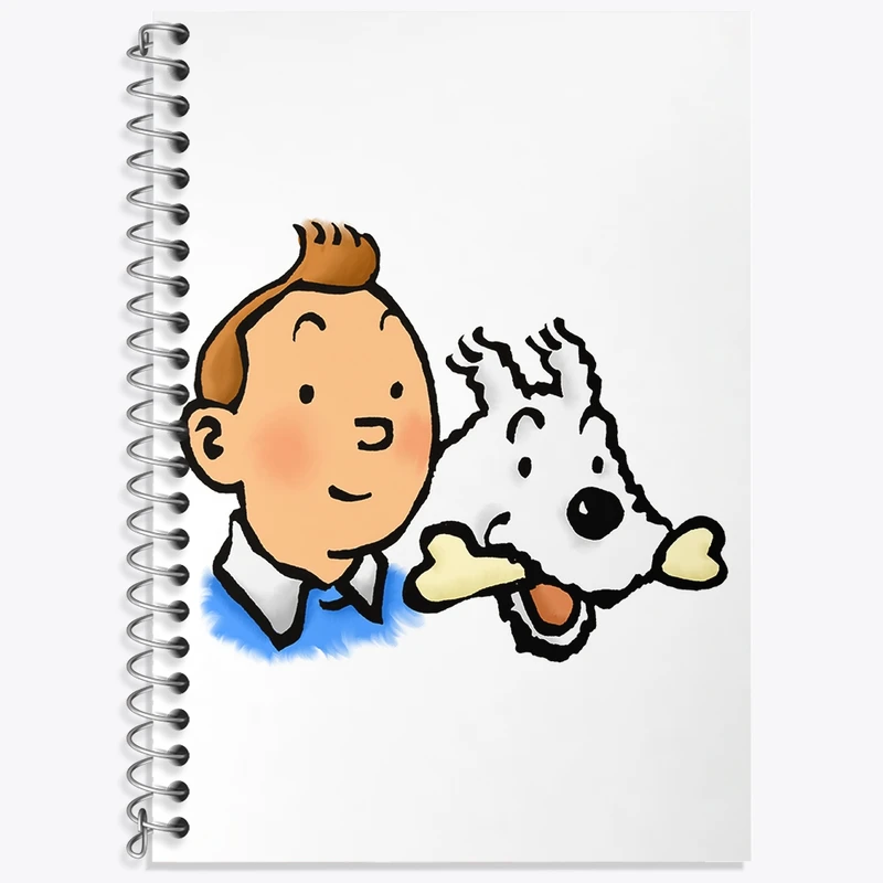 دفتر زبان 50 برگ خندالو مدل سه خط طرح تن تن (Tintin) کد N65