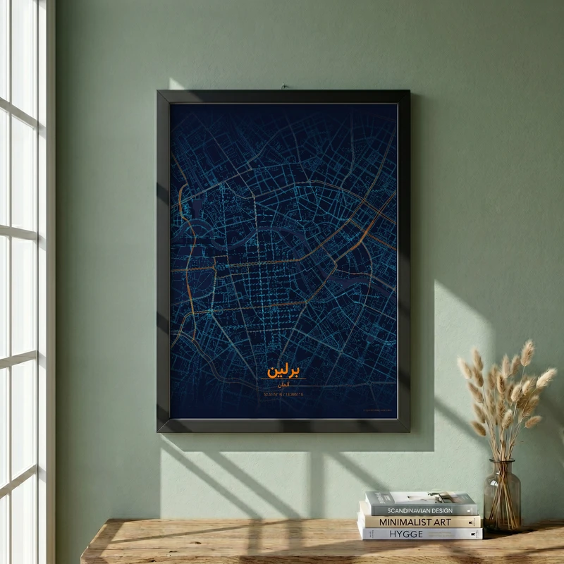 تابلو طرح نقشه شهر برلین مدل G16218 فریم مشکی