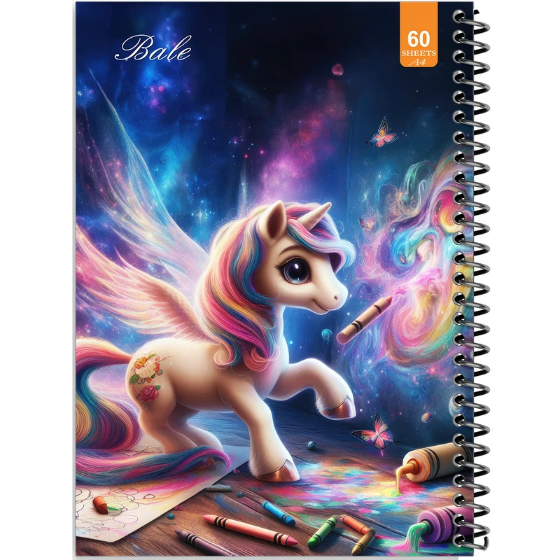 دفتر نقاشی 60 برگ انتشارات بله طرح فانتزی تک شاخ کد A4-O176