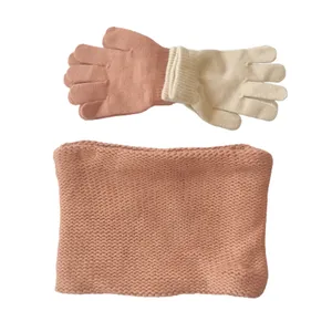 ست شال گردن و دستکش بافتنی بچگانه کیابی مدل 1002-0308 مجموعه 3 عددی