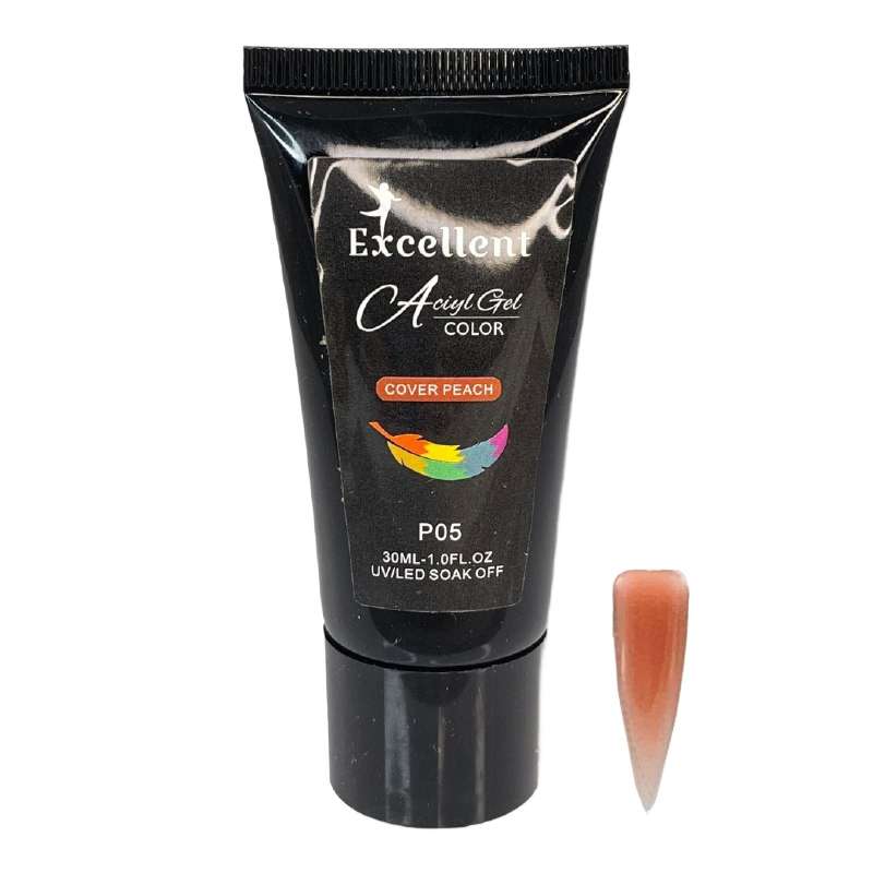 پلی ژل کاشت ناخن اکسلنت مدل Cover Peach P05 حجم 30 میلی لیتر پلی ژل کاشت ناخن اکسلنت مدل Cover Peach P05 حجم 30 میلی لیتر