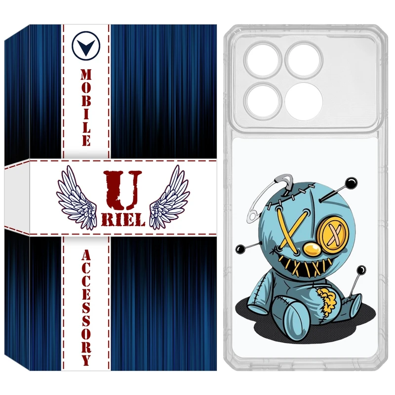 کاور یوریل مدل Clear کد 68 طرح عروسک مناسب برای گوشی موبایل شیائومی Poco X6 Pro