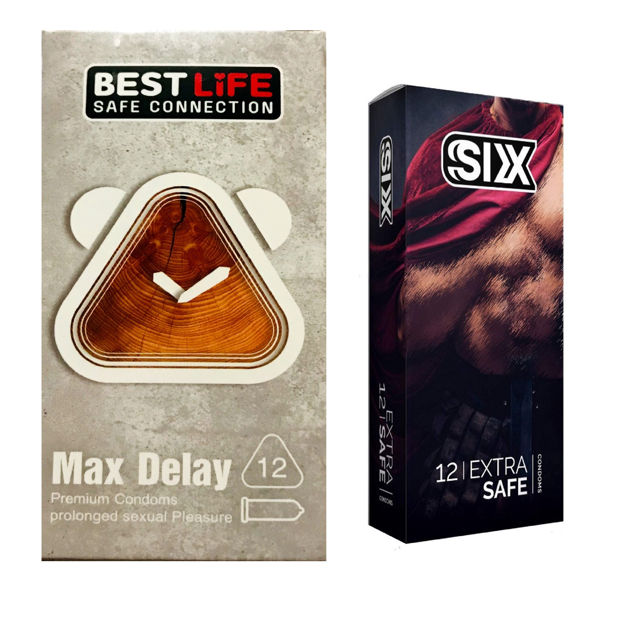 کاندوم بست لایف مدل Max Delay بسته 12 عددی به همراه کاندوم سیکس مدل Max Safety بسته 12 عددی