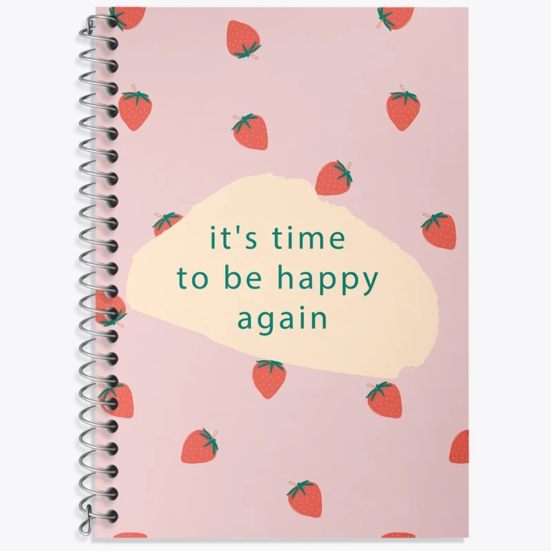 دفتر زبان 50 برگ خندالو مدل دو خط طرح IT Is Time To Be Happy Again کد N362