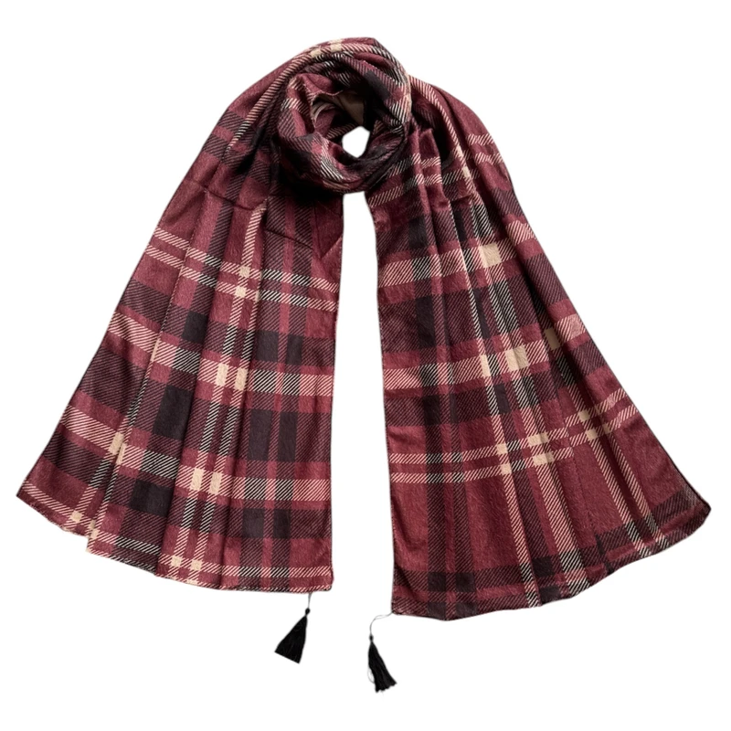 شال زنانه مدل موهر مخمل چهارخانه کلاسیک