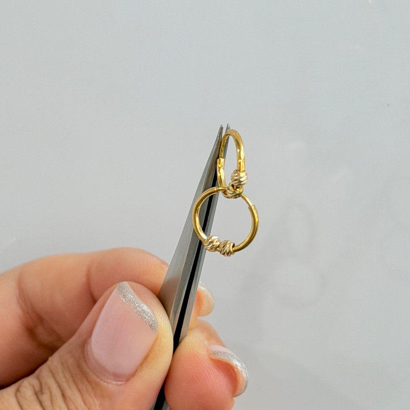 گوشواره حلقه‌ای طلا 18 عیار زنانه کرابو مدل دو گوی البرناردو S - 3