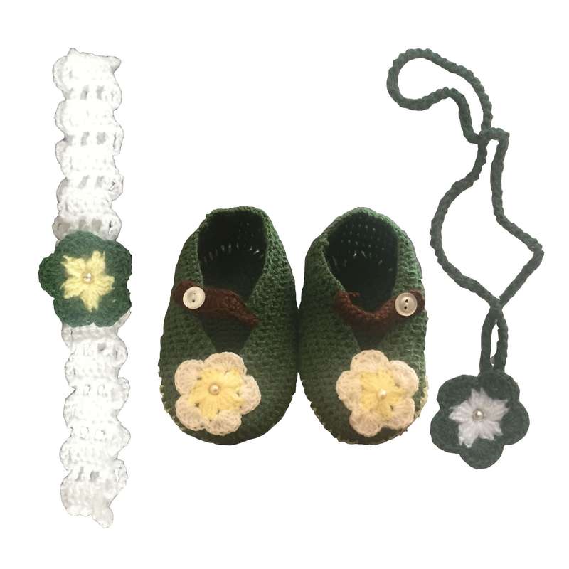 ست 3 تکه لباس بافتنی نوزادی مدل گلبرگ