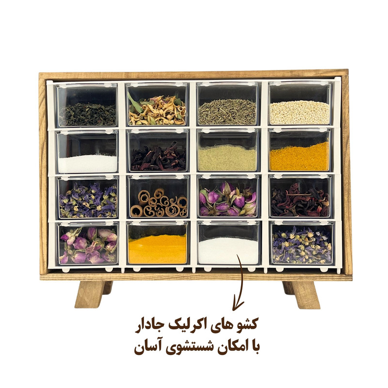 جای ادویه مدل چوبی کشویی کد JA01