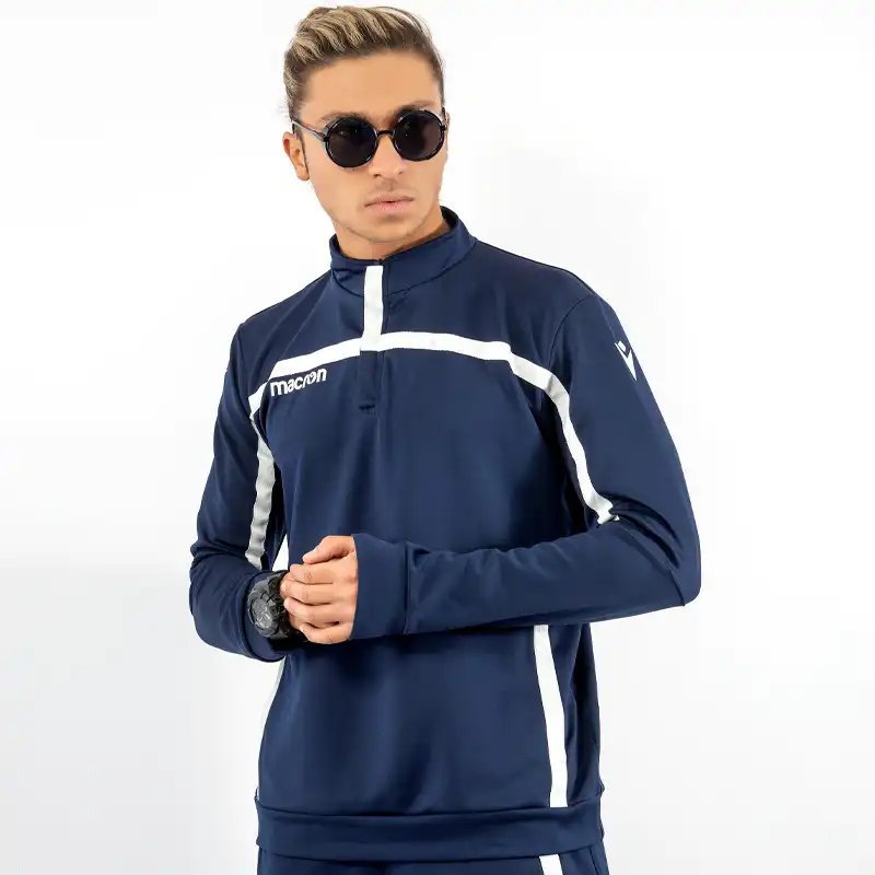 ست گرمکن و شلوار  ورزشی مردانه مدل لاتزیو نیم زیپ رنگ سورمه ای