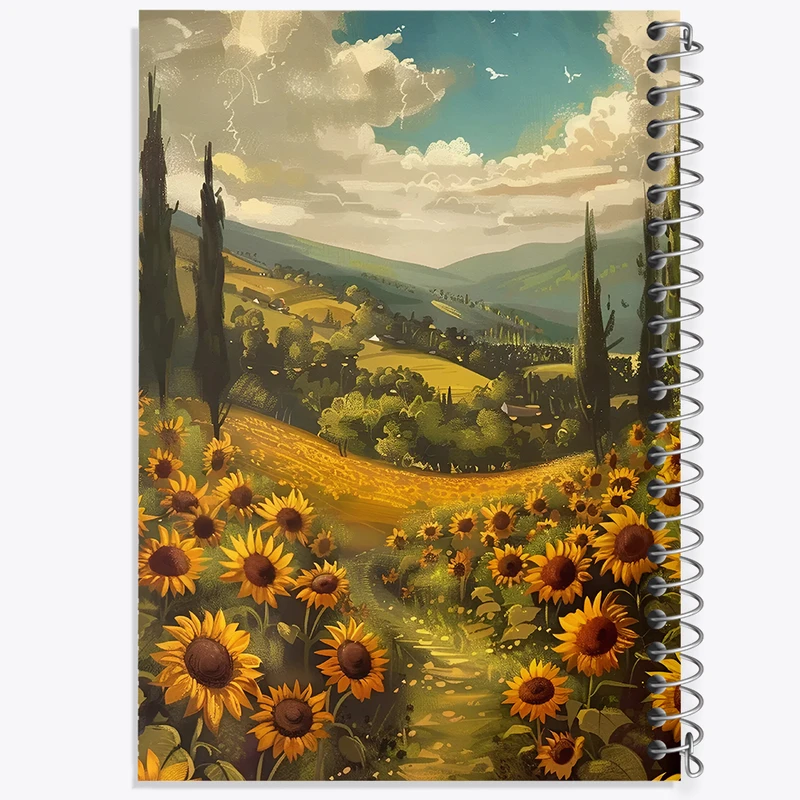 دفتر مشق 100 برگ خندالو طرح منظره آفتابگردان کد F5255