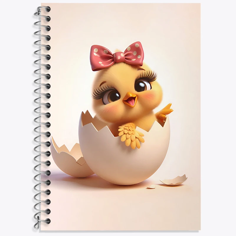 دفتر زبان 50 برگ خندالو مدل دو خط طرح جوجه کیوت کد N4654