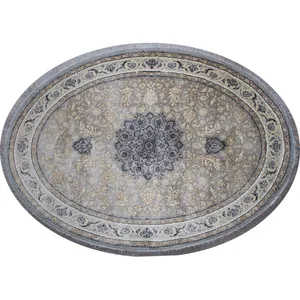 فرش ماشینی مدل بیضی طرح شاهکار  زمینه فیلی