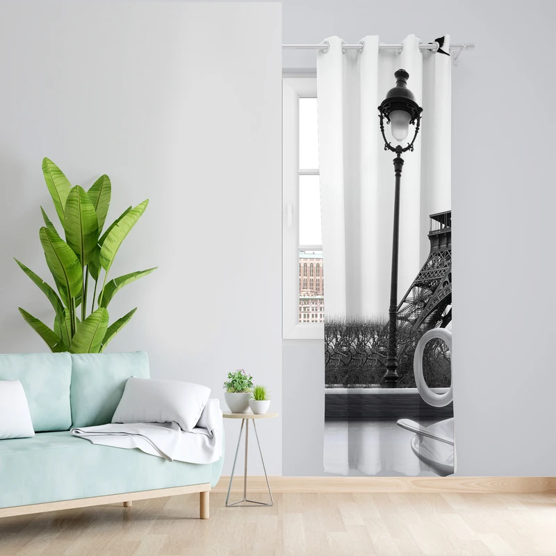 پرده طرح ایفل مدل مخمل پانچی کد L 1051L Z سایز 140x200 سانتی متر