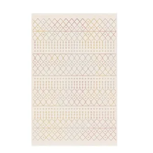 فرش ماشینی 1000 شانه هانوکس زمینه کرم حاشیه چندرنگ مدل 005.2