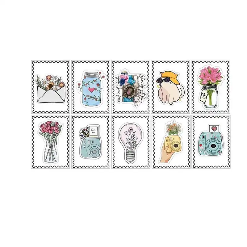 برچسب مدل تمبر فانتزی طرح اسکرپ بوک مجموعه 10 عددی