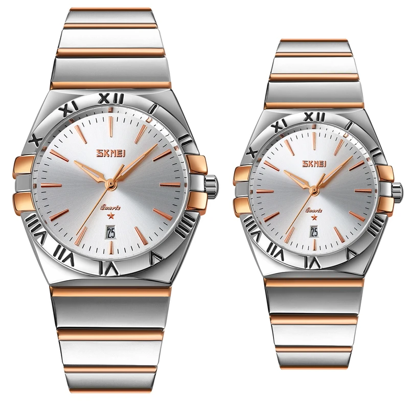 ست ساعت مچی عقربه ای زنانه و مردانه اسکمی مدل 9257 کد 02