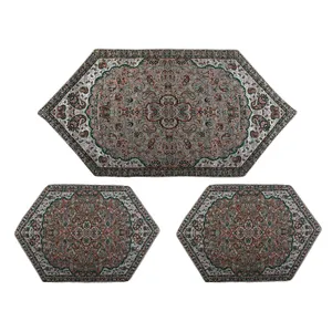 ست 3 تکه رومیزی ترمه حسینی طرح  شاه عباسی مدل P40-02