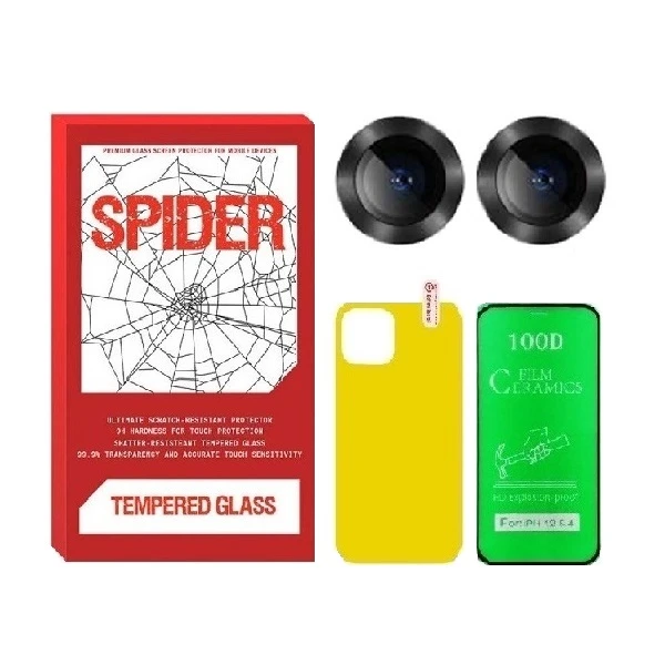 محافظ صفحه نمایش سرامیکی اسپایدر مدل 2CRN مناسب برای گوشی موبایل اپل iPhone 11 به همراه محافظ پشت گوشی و محافظ لنز دوربین