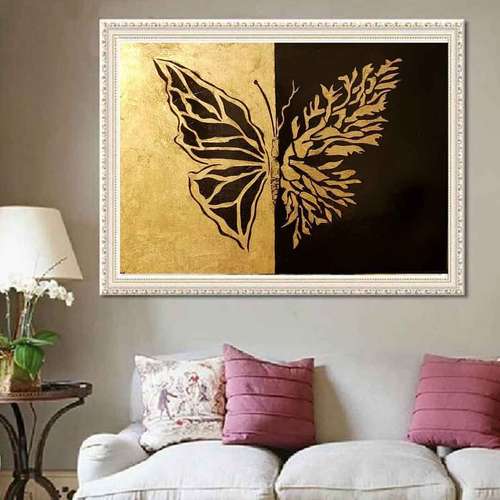 تابلو نقاشی ورق طلا مدل پروانه
