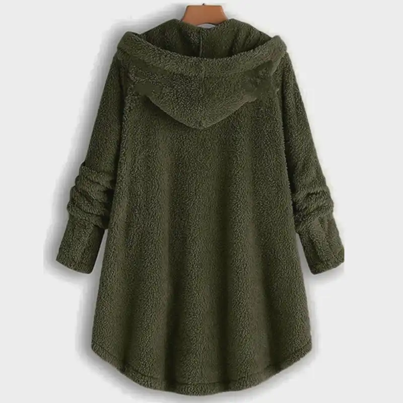 پالتو زنانه مدل تدی بلند رنگ سبز سدری