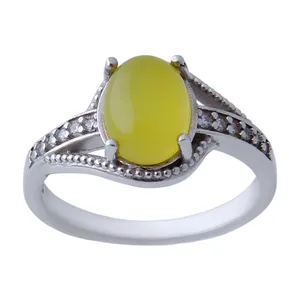 انگشتر نقره زنانه بازرگانی میلادی مدل عقیق زرد شرف الشمس رکاب رادیوم کد AWR_463