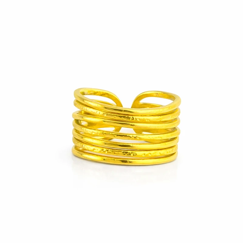 انگشتر زنانه مدل چند رج طرح بافت چکشی کد 02