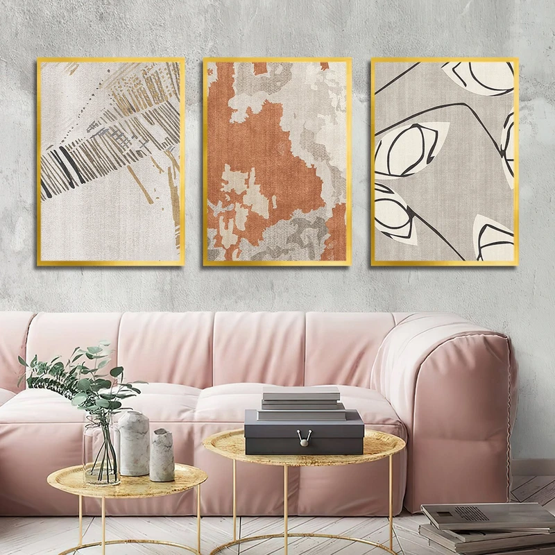 تابلو بکلیت طرح نقاشی مینیمال مدل شاین اکلیلی T-3139 مجموعه 3 عددی