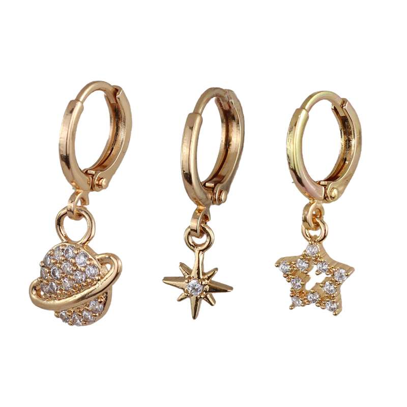 گوشواره زنانه وای اس ایکس مدل ستاره کد J673 بسته سه عددی