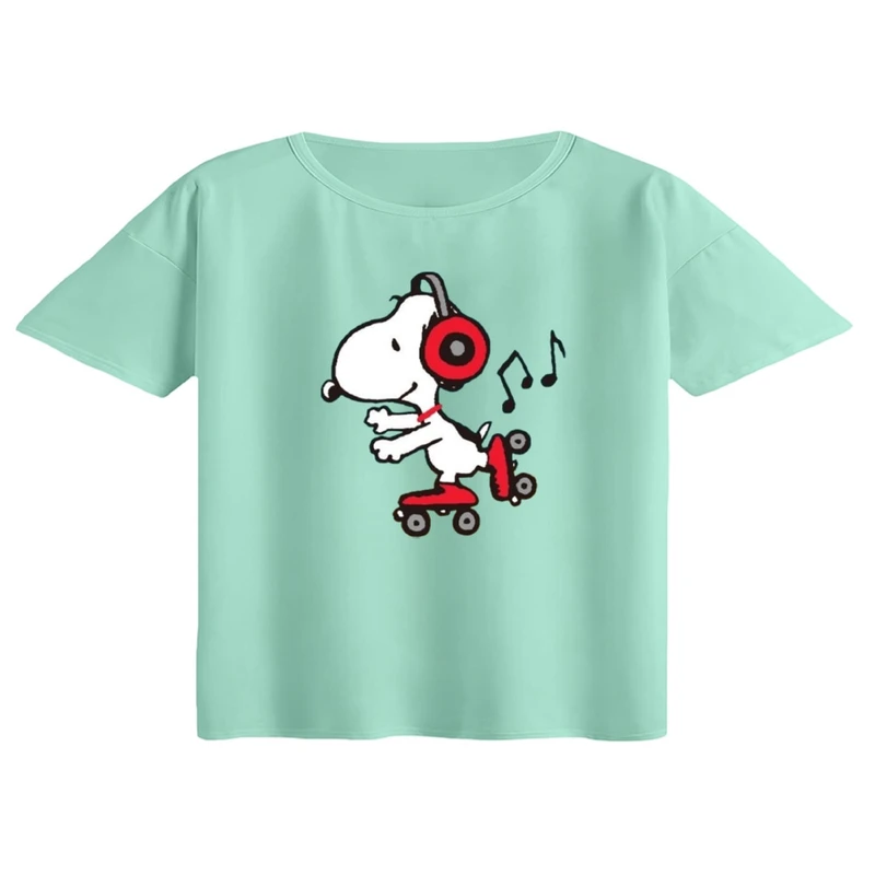 کراپ تی‌شرت آستین کوتاه زنانه مدل اسنوپی کد ۵۱