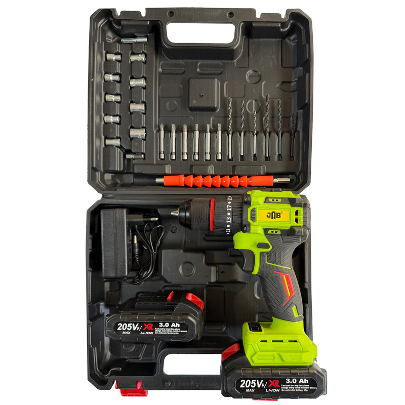 مجموعه 40 عددی دریل پیچ گوشتی شارژی چکشی 10 میلیمتر 205 ولت جاب مدل JB-205 Netlix New