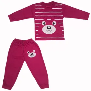 ست تی‌شرت آستین بلند و شلوار راحتی بچگانه مدل خرس جیب دار