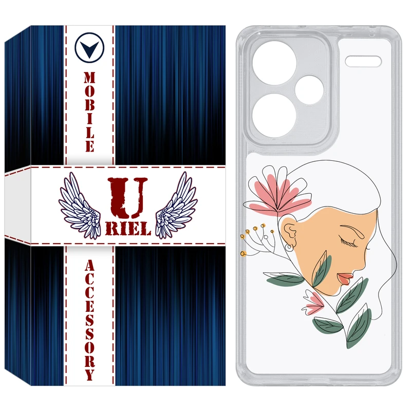 کاور یوریل مدل Clear کد 53 طرح صورت زن مناسب برای گوشی موبایل شیائومی Redmi Note 13 Pro Plus