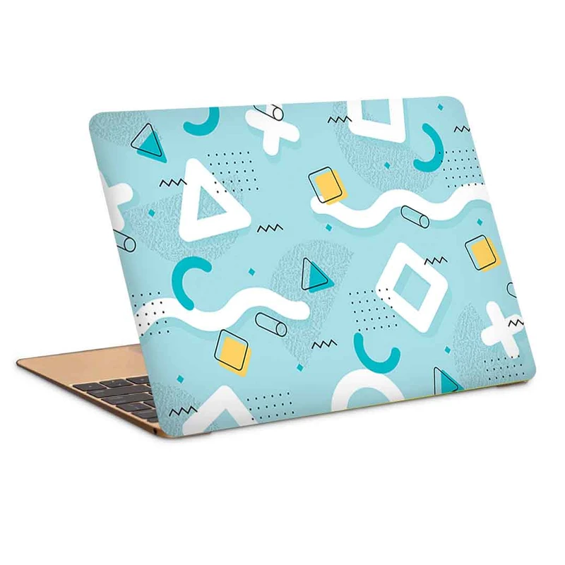 استیکر لپ تاپ طرح blue squares triangles memphis کد c-97مناسب برای لپ تاپ 15.6 اینچ