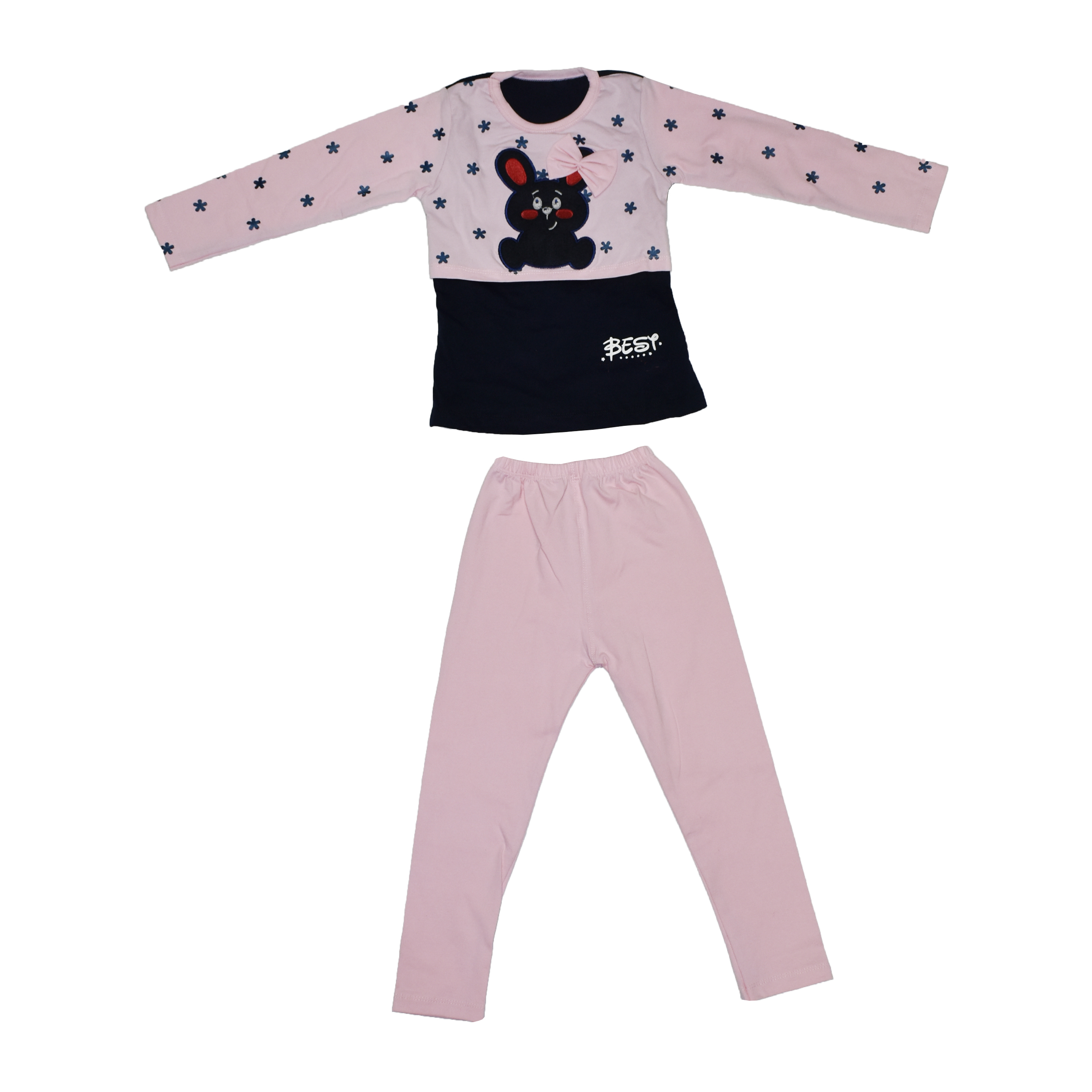 ست تی شرت و شلوار دخترانه مدل MUS-213