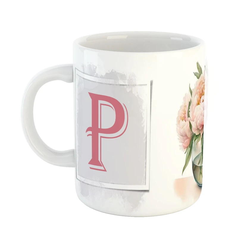 ماگ پاد افرین مدل گل طرح حرف P کد 4