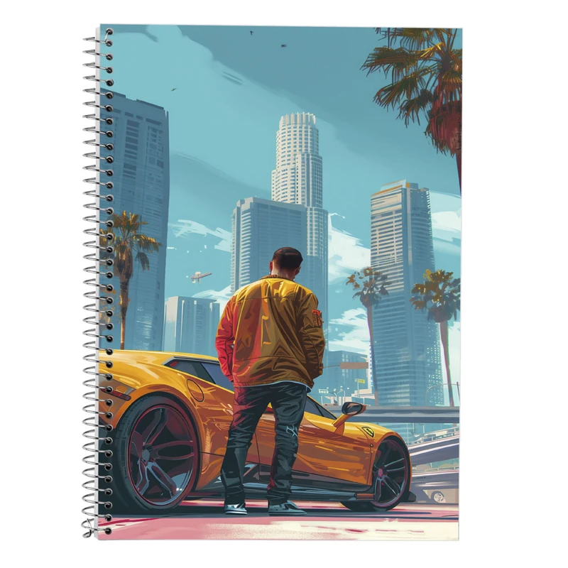 دفتر زبان 50 برگ مدوپد مدل دو خط طرح GTA کد DF14317