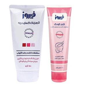 کرم محافظت کننده و مرطوب کننده وزن 100 و کرم زینک اکساید کودک فیروز مدل a1 50 گرم مجموعه 2 عددی