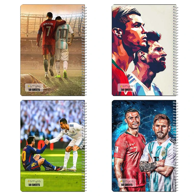 دفتر نقاشي 50 برگ کارنيکا طرح رونالدو و مسی Ronaldo & Messi کد 84007 مجموعه 4 عددی