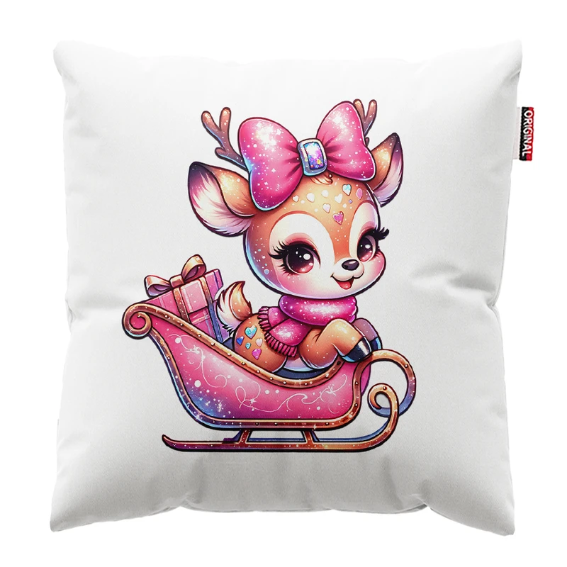 کوسن پاد آفرین مدل کریسمس طرح سورتمه گوزن کد PK302630 سایز 30*30 سانتی متر 