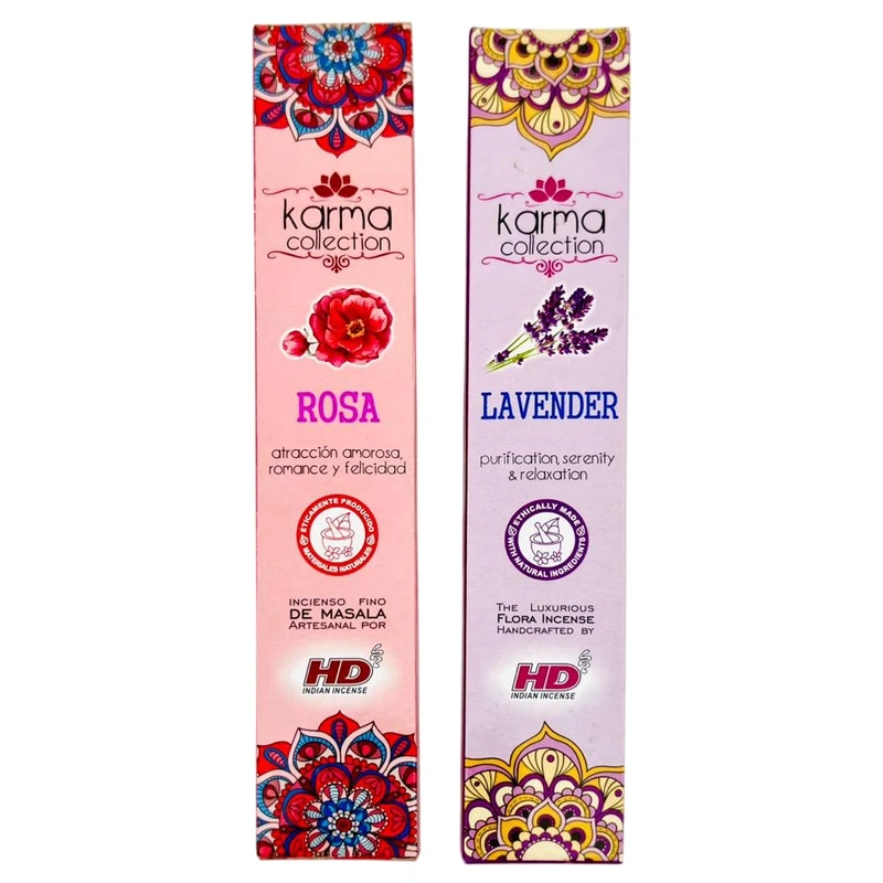 عود اچ دی مدل کارما کد ۰۱ با رایحه لوندر و گل رز مجموعه ۲ عددی