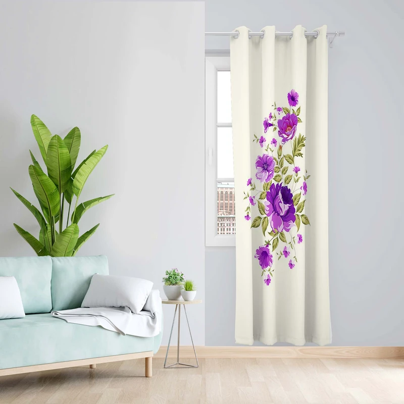 پرده طرح گل مدل مخمل پانچی کد 5332R z سایز 140x200 سانتی متر